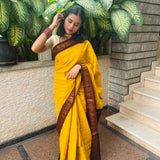 Mustard madurai cotton sungudi saree