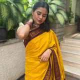 Mustard madurai cotton sungudi saree