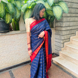 Ink blue madurai cotton sungudi saree