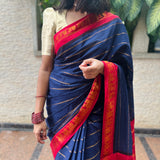 Ink blue madurai cotton sungudi saree