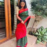 Green madurai cotton sungudi saree