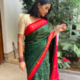 Green madurai cotton sungudi saree