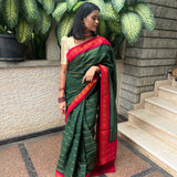 Green madurai cotton sungudi saree