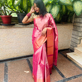 Onion pink tissue saree