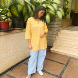 Mustard cotton short kurti