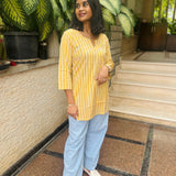 Mustard cotton short kurti