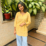 Mustard cotton short kurti