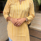 Mustard cotton short kurti