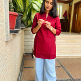 Maroon cotton short kurti