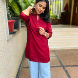 Maroon cotton short kurti