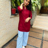 Maroon cotton short kurti