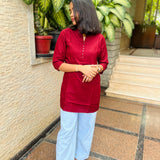 Maroon cotton short kurti