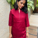 Maroon cotton short kurti