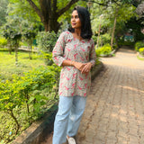 Pista green cotton short kurti