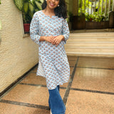 Pastel blue cotton kurti