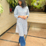 Pastel blue cotton kurti