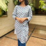 Pastel blue cotton kurti