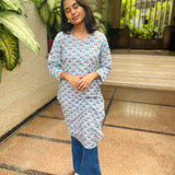 Pastel blue cotton kurti