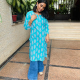 Teal cotton kurti