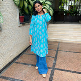 Teal cotton kurti