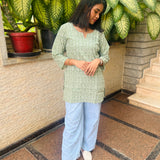 Olive green cotton short kurti