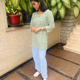 Olive green cotton short kurti