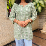 Olive green cotton short kurti