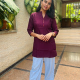 Wine cotton short kurti