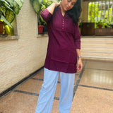 Wine cotton short kurti