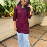 Wine cotton short kurti