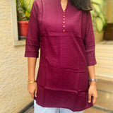 Wine cotton short kurti