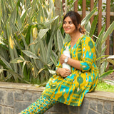Mustard geometric cotton comfies