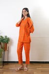 Tangerine bandhani pure cotton sleep wear