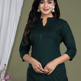 Forest green cotton short kurti