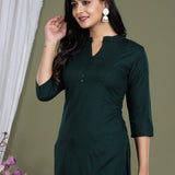 Forest green cotton short kurti