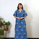 Dusty blue rose floral cotton kaftan