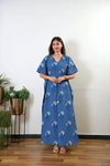 Dusty blue rose floral cotton kaftan
