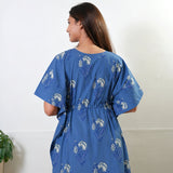 Dusty blue rose floral cotton kaftan