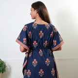 Midnight blue and orange floral cotton kaftan