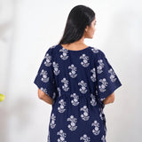 Blue batik floral cotton kaftan