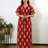 Rust maroon cotton kaftan
