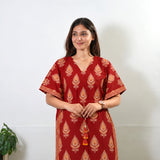 Rust maroon cotton kaftan