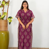 Purple flora cotton kaftan