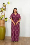 Purple flora cotton kaftan