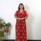 Brick red dandelion cotton kaftan