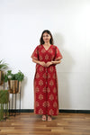 Brick red dandelion cotton kaftan