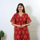 Brick red dandelion cotton kaftan
