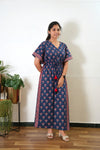 Midnight blue and red cotton kaftan