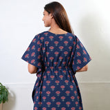 Midnight blue and red cotton kaftan