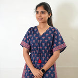 Midnight blue and red cotton kaftan